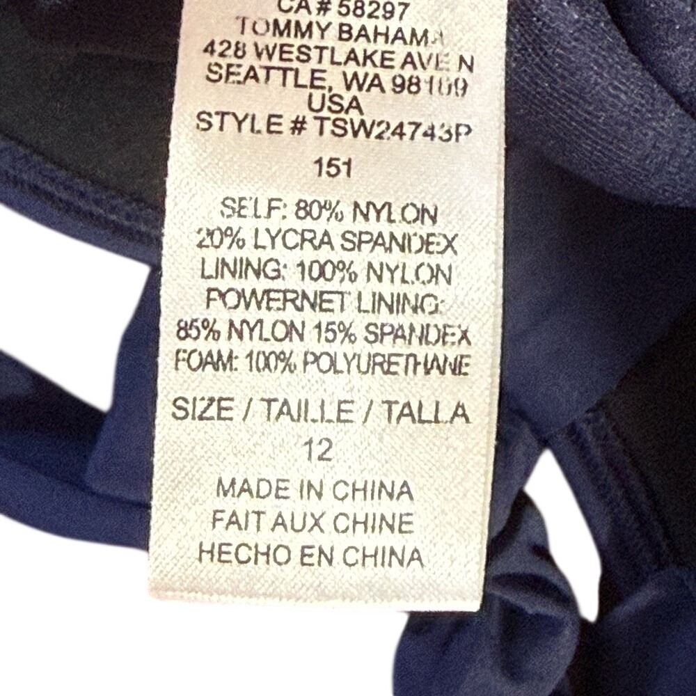 Tommy Bahama Slimming Ruched Halter Bandeau One-Piece Swimsuit Size 12 Navy - Picture 10 of 10